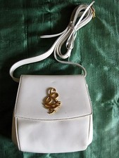 Vintage Designer Sonia Rykiel White Leather Crossbody Handbag 