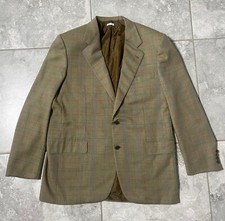 Brioni Wool Plaid Single Breasted Button Blazer Jacket Sport Coat Beige US 42 52