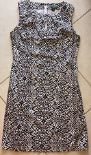 LRL RALPH LAUREN Sleeveless Tribal Floral Dress SZ 10 Black White PEEK A BOO EUC