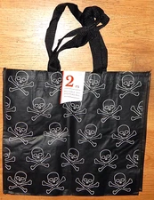 REUSABLE SHOPPING TRAVEL TOTE BAG 2-PIECE SET BLACK ECO FRIENDLY MARSHALLS NEW