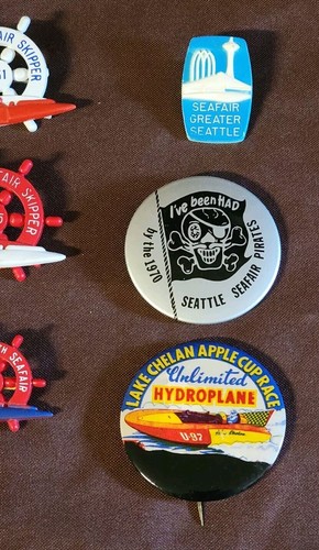 10 Seattle Seafair 50,51,54,55,58,59,63,70 Skipper Pins Hydroplane Pirate - Picture 5 of 9