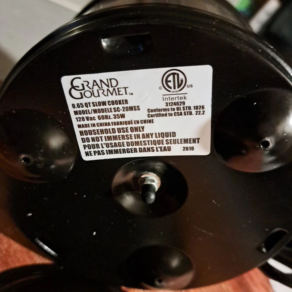 Grand Gourmet 0.65 克拉慢炖锅型号 SC-20MSS 带盖测试工作 — 第 2/4 张图片