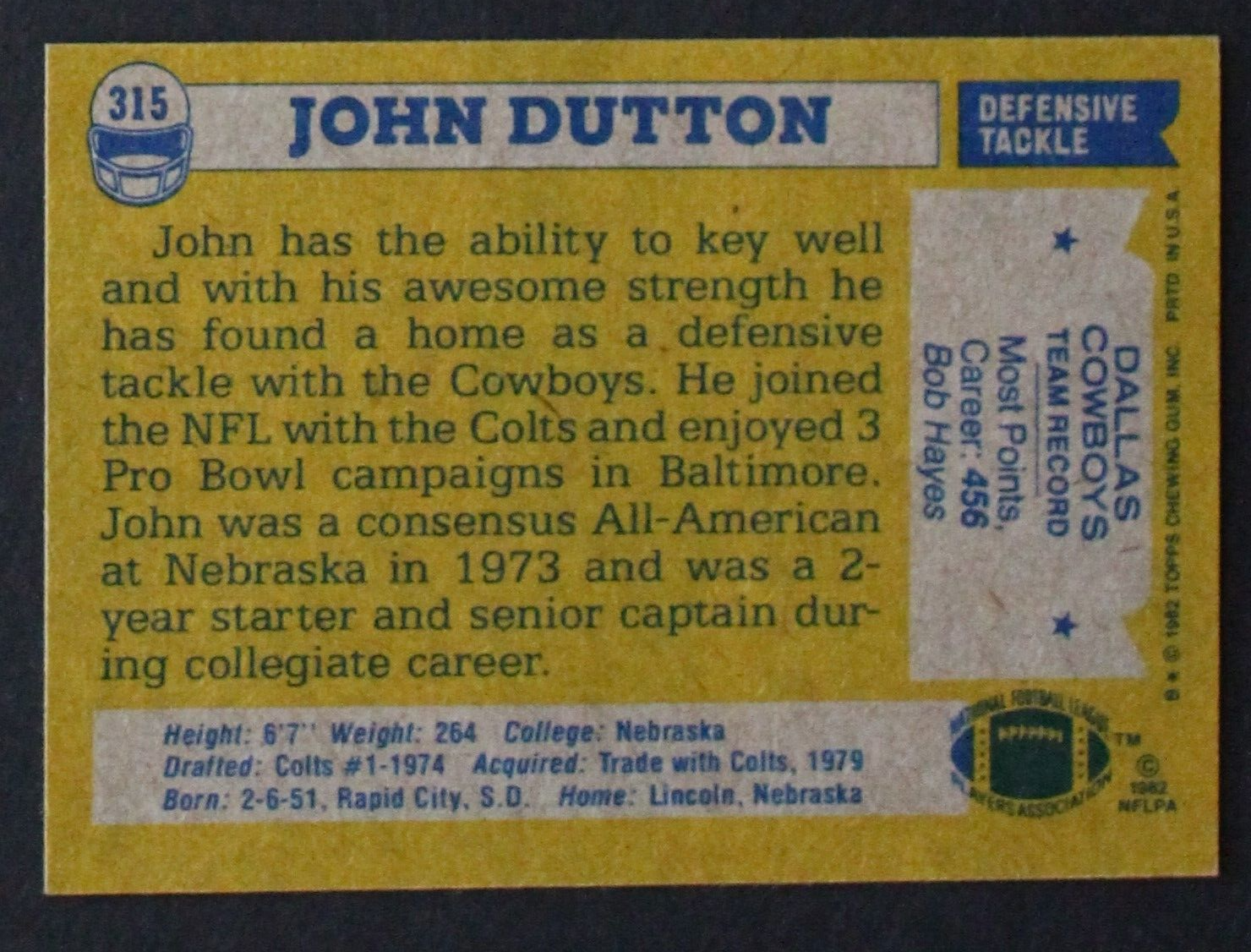 DALLAS COWBOYS #78 Defense Tackle JOHN DUTTON signed TOPPS Football ...