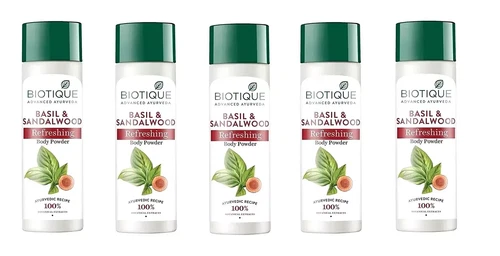 Biotique Bio Basil Sandalwood Refreshing 150g Body Powder PACK OF 5 - Picture 1 of 6