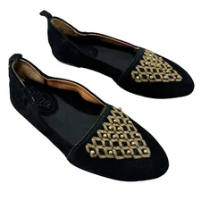 Anthropologie Latigo Unity Suede Loafer Flats 6.5 Embellished Beaded Handwork