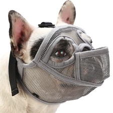 BARKLESS French Bulldog Muzzle, Full Panting Short S Head 15.0-17.5'' , Grey