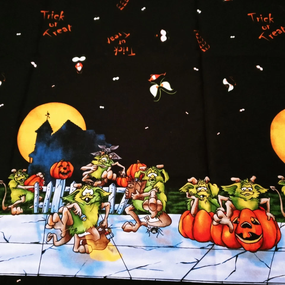 Peter Wahe Home For The Holiday Fabric 1 Yd Halloween Goblins Monsters Maywood - Image 3 of 4