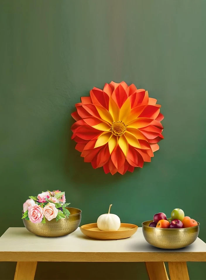 16" Brass-Look Aluminum Bowl: Handcrafted in India, for Living Room, Kitchen,... - Image 3 of 4