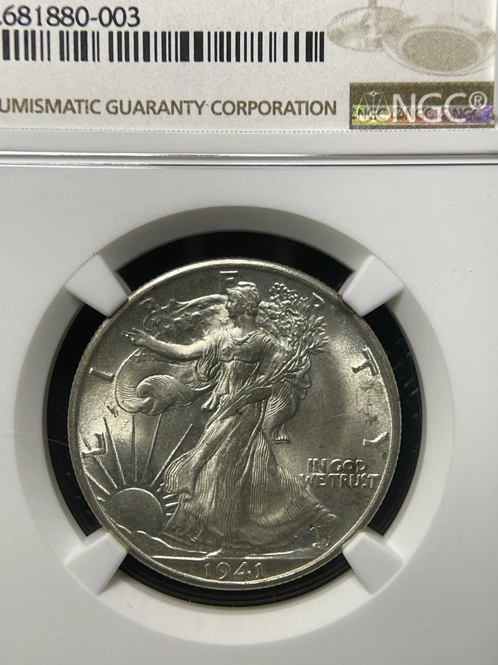 1941 S NGC MS64 Walking Liberty Silver Half Dollar US Mint Blast White - 51057 - Image 2 of 4