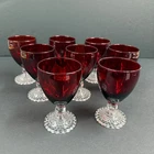Vintage Anchor Hocking Boopie Ruby Red Water/Wine Goblets  SET of 8 Glasses