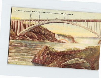 Postcard Rainbow Bridge And Niagara Falls From Niagara Falls Canada