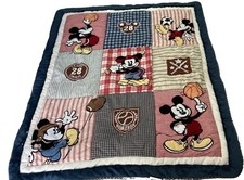 Vintage Disney Mickey Mouse Sports Theme Ball Baby Quilt Crib Blanket Comforter