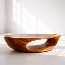 Coffee Table Organic Modern Solid Wood Coffee Table Sculptural Wooden Table 