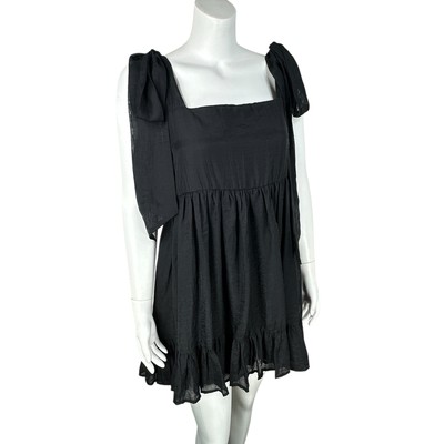 Mimosa Babydoll Top Womens Medium Black Tie Straps Tiered Boho Whimsigoth Indie