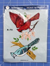 Vintage Cardinal  Bluejay Bird Handpainted Decals by Decoral Vintage 1986