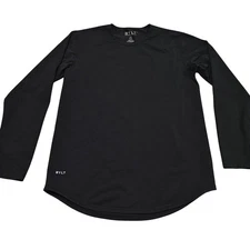 BYLT LUX Long Sleeve Shirt Large Black Curved Hem Premium Basics Quiet Luxury