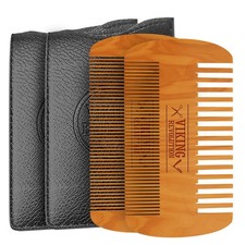 Wooden Beard Comb  Case, Dual Action Fine  Coarse Teeth, Perfect for use wi...