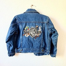 Vintage 2000 Looney Tunes Jacket Youth Size M Embroidered Denim Jean Warner Bros