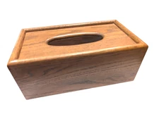 Vintage Solid Oak Tissue Kleenex Box Cover Dispenser Woodgrain Rectangular