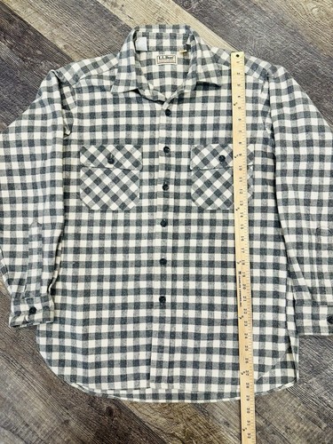 Vtg LL Bean Chamois Cloth Grey Flannel Button Up Shirt Mens Size 15 1/2 (Large) - Picture 6 of 8