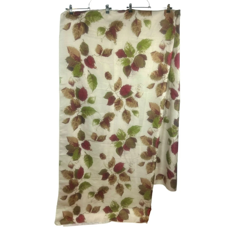 Essential Home Tablecloth Ivory Green Brown Red Fall Autumn Leaf Rectangle 120" - Image 2 of 4