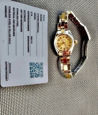 Rolex Oyster Perpetual Damen Armbanduhr Vintage Stahl Gold