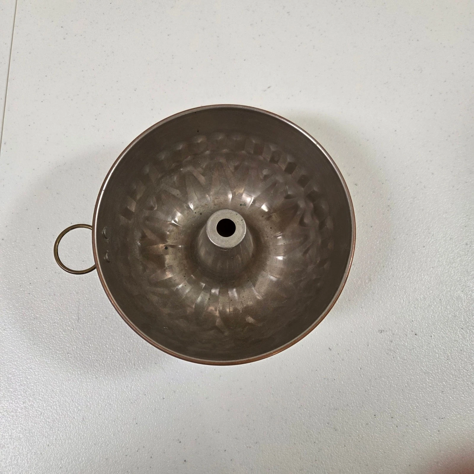Vintage Copper Bundt Cake Jello Mold Fluted Scalloped Wall Decor Hanging Ring