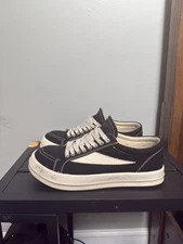 Rick Owen Vintage Canvas Black Sneakers Shoes Men's Size 10 Made In Italy