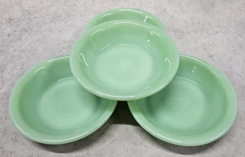 Set of Four (4) Fire-King Jadeite Restaurant Ware 4.5" Inch Berry Bowls