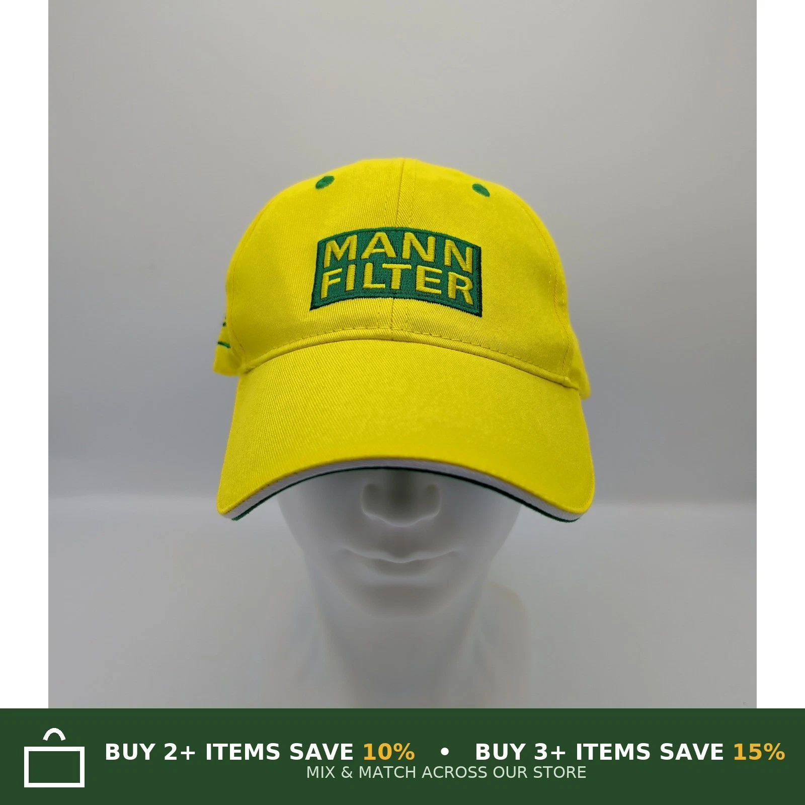 Mann Filter Motorsport Baseball Cap Snapback Yellow Green One Size 100% Cotton