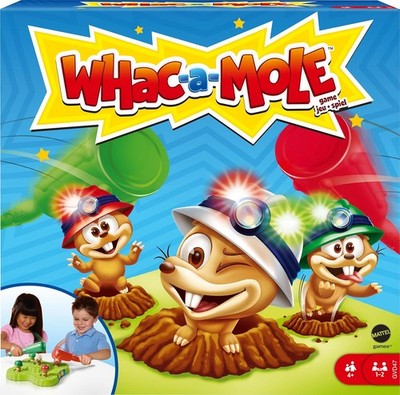 Mattel WHAC-A-MOLE Kids Arcade Game Lights Sounds 1 or 2 Players Ages 4+