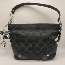 Bolso Coach Mini Carly Negro Jacquard Logo Cuero Borde F44143