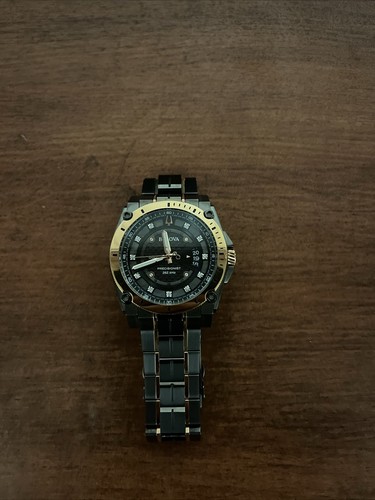 Used BULOVA MAN'S PRECISIONIST 262 kHz BLACK ION PLATED DIAMOND WATCH 98D149