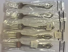 5 New Wallace Rose Point Sterling Silver Dinner Forks 7” Long 240 Grams