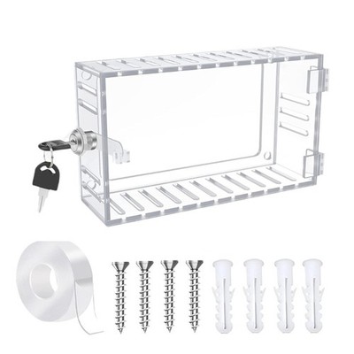 Clear Thermostat Lock Box With Key Replacement Guard for Thermostats on Wall