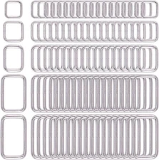 (Rectangle Ring) - 100 Pcs Asorted Metal Rectangle Ring, Webbing Belts Buckle