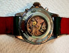 AXES Extra 17 Rubis mechanischer Chronograph, weißes Blatt, grünes Leder