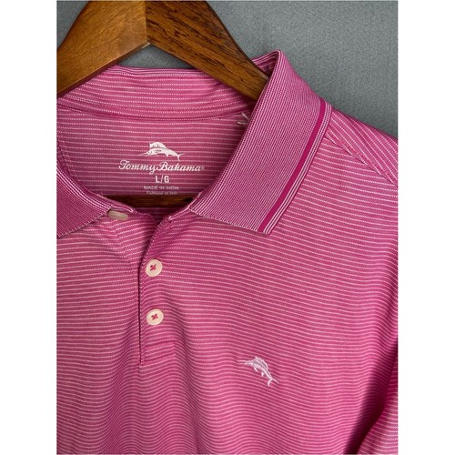 Tommy Bahama Pink Striped Performance Polo