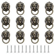 12 Pieces Antique Lion Head Cabinet Knobs, Ri...