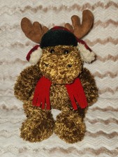 Winter/Christmas moose trapper hat hunter scarf plush beanie stuffed animal