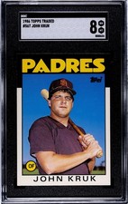 1986 Topps Traded John Kruk #56T San Diego Padres (RC) - SGC 8 NM MT
