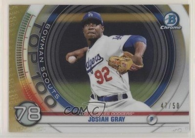 2020 Bowman Scouts Top 100 Chrome Gold Refractor 47/50 Josiah Gray #BTP-78 4l3
