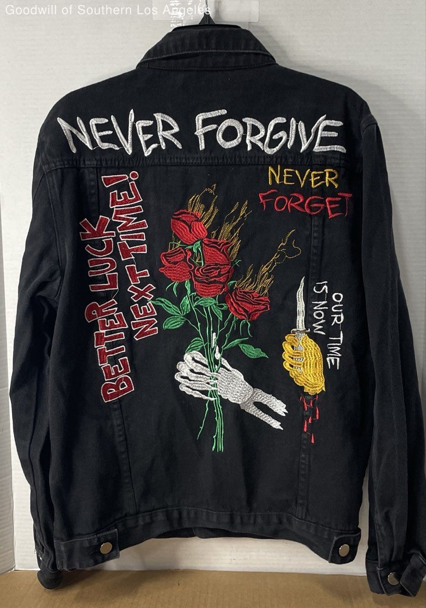 Men’s Black Multi Patch NEVER FORGIVE Embroidered… - image 6