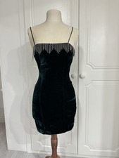 Zara Velvet Dark Green Dress With Diamontes ￼