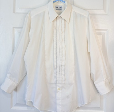 #ad #ad Vtg 70s Lion of Troy Men’s Tuxedo Shirt 16 34 White Ruffle Pleated Disco Prom $50.00