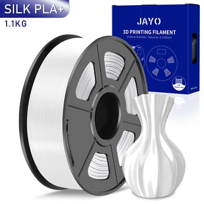 JAYO SILK PLA+ Blanc 1,75mm Filament pour imprimante 3D Métallique brillant 1KG