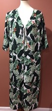 Rachel Zoe Leaf Green Printed Maxi Kimono Open Cardigan OS