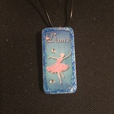 New Handmade Domino Dancer Ballerina Necklace Blue Pink Girl Pointe