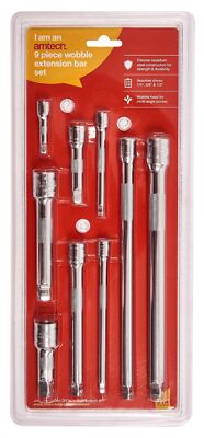 9Pc Wobble Extension Bar 1/4'' 3/8'' 1/2'' Drive Kit Socket Ratchet Set Heavy Duty