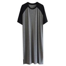 Herren Baumwolle Nachthemd Nachtwäsche Pyjama Nachthemd Locker Bequem Weich